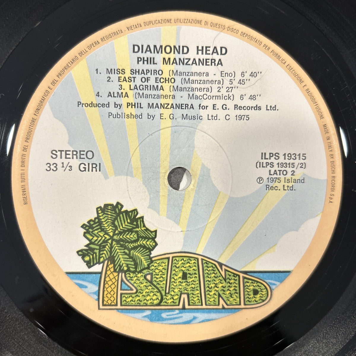 LP Phil Manzanera - Diamond Head ILPS 19315 Vinile 1975 Prog Rock Progressive