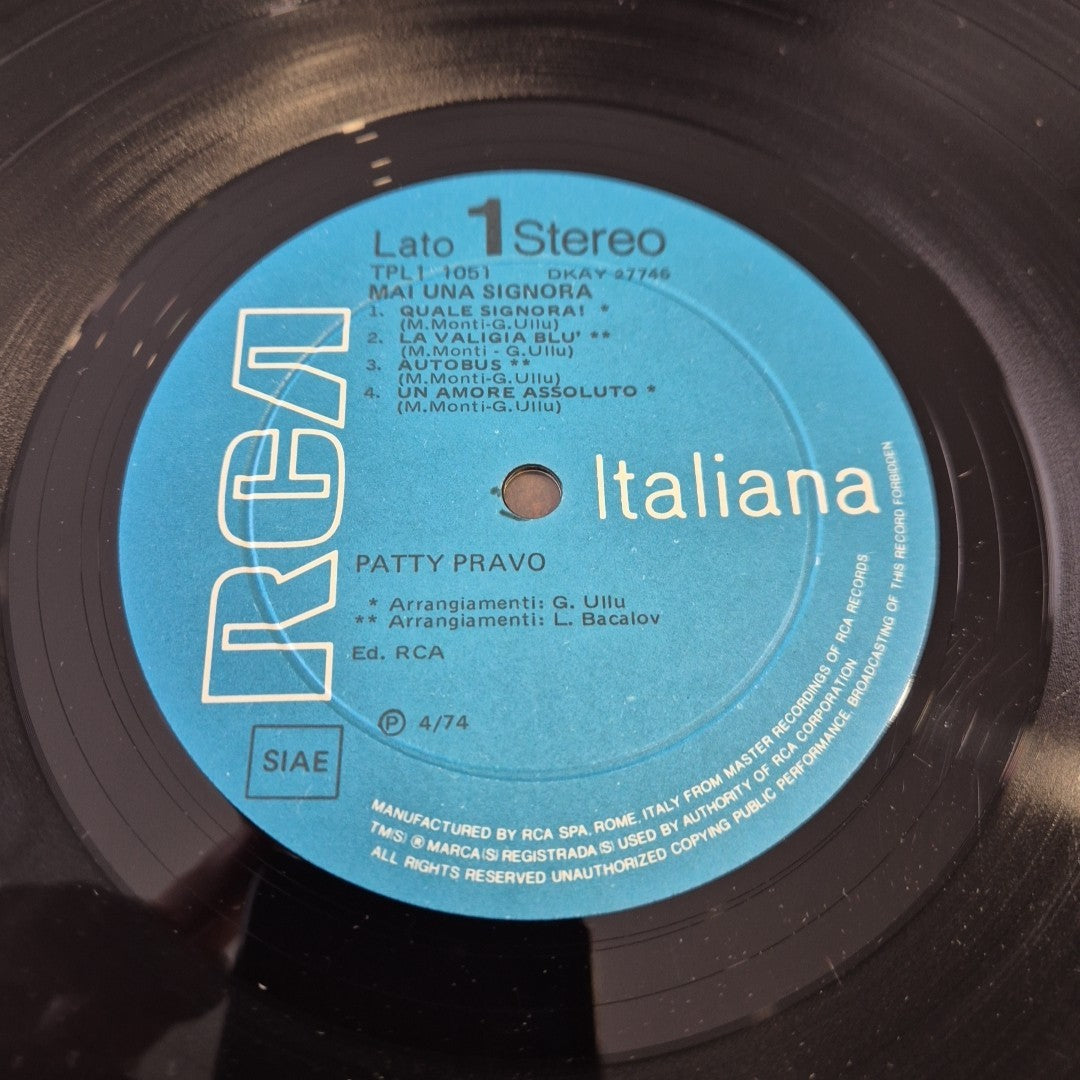 LP Patty Pravo  Mai Una Signora TPL1 1051 italy 1974 Musica Italiana Vinile 12