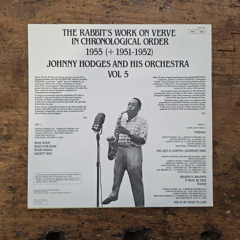 LP Johnny Hodges - Johnny Hodges Vol.5 2304 451Jazz Vinile Made In France Giallo