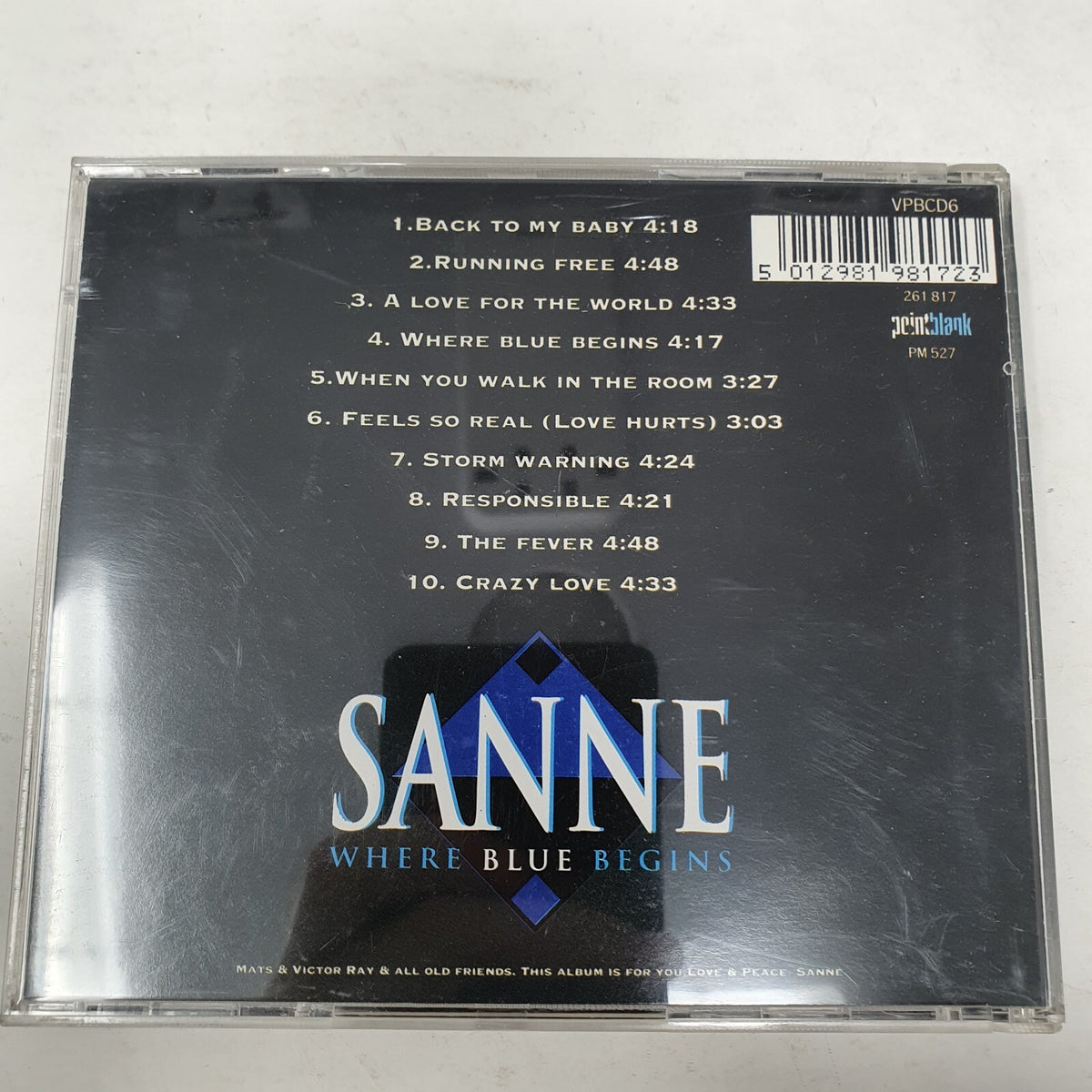CD Sanne  – Where Blue Begins Virgin – 261 817