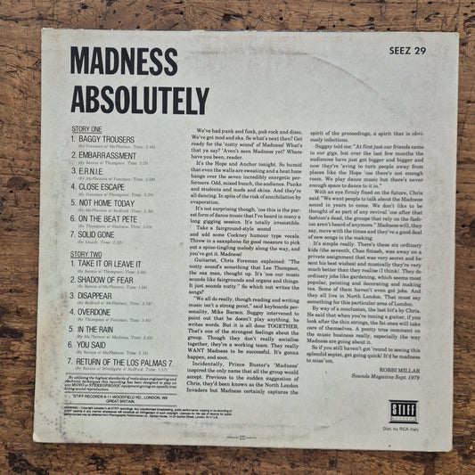 LP Madness - Absolutely JKAY 33384 SEEZ 29 Musica Rock Vinyl Pop 1980