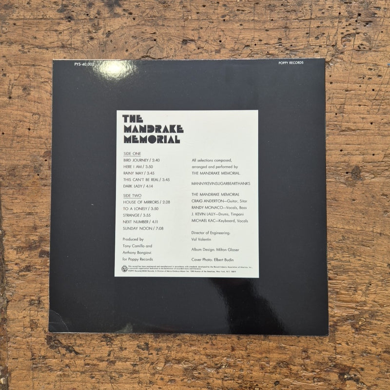 LP The Mandrake Memprial - Poppy PYS-40,002 Vinile Musica Rock Psichedelica