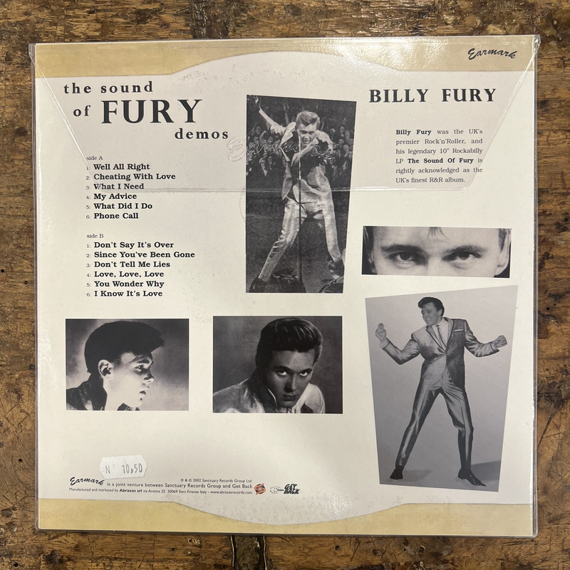 10" Vinyl Rock Billy Fury – The Sound Of Fury Demos Rock & Roll Italy 2002