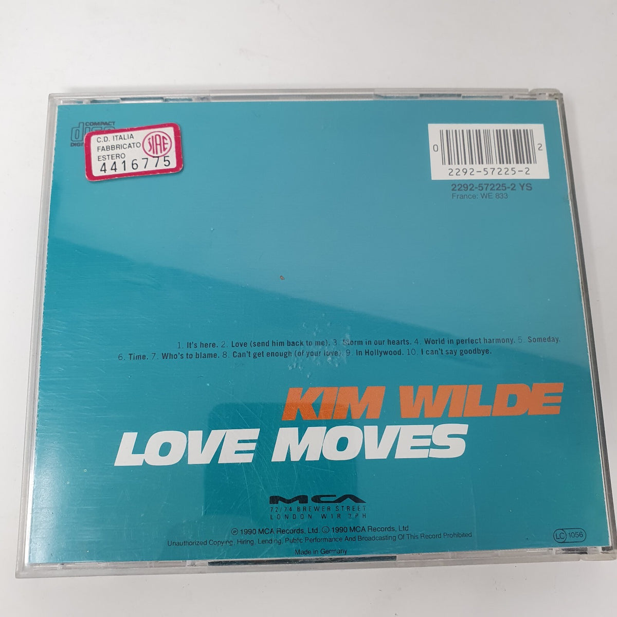 CD Kim Wilde – Love Moves MCA Records – 2292-57225-2