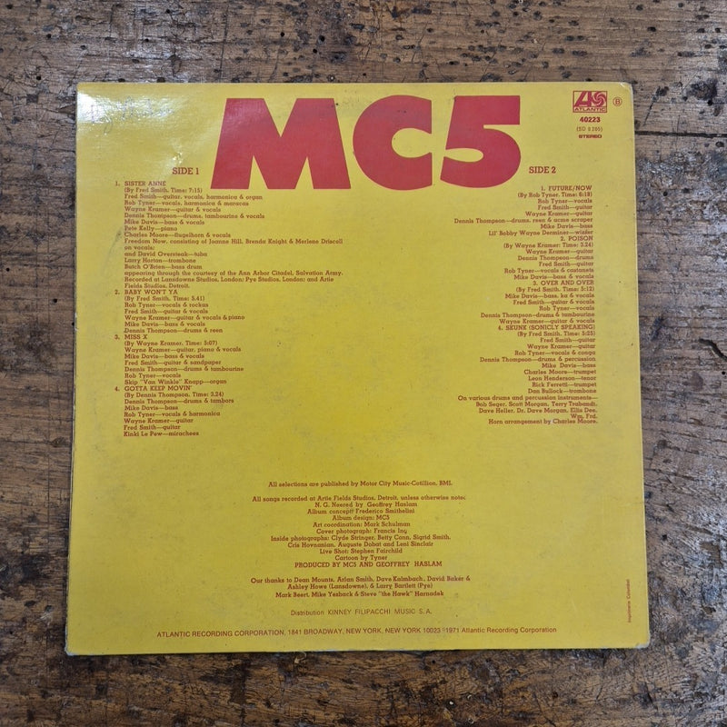 LP MC5 - HIGH TIME Atlantic STA 712213 Garage Rock Punk Vinile France 1971
