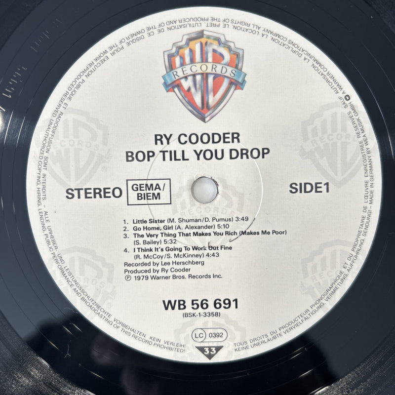 LP Ry Cooder - Bop Till You Drop WB 56691 Blues Rock Folk 1979 Vinile
