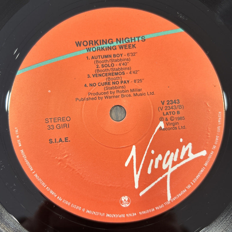 LP Working Week - Working Night V 2343 Vinile 1985 Made In Italy Acid Jazz Rock