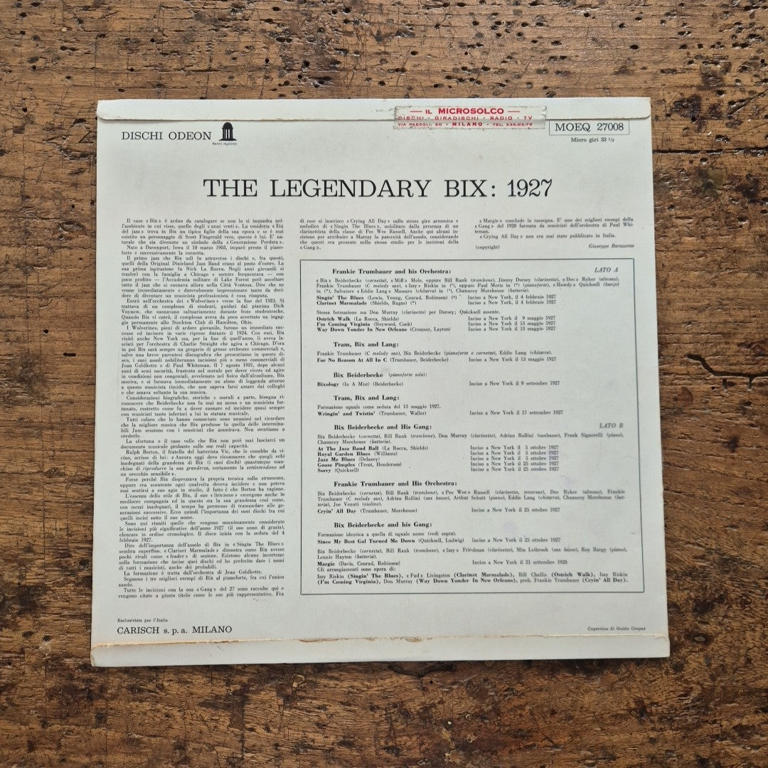 LP The Legendary Bix 1827 MOEQ 27008 odeon Musica Jazz Vinile 12
