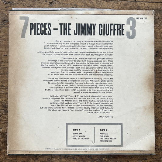LP Seven Pieces - The Jimmy Giuffre Trio MGV 8307 Made In Italy Vinile Jazz