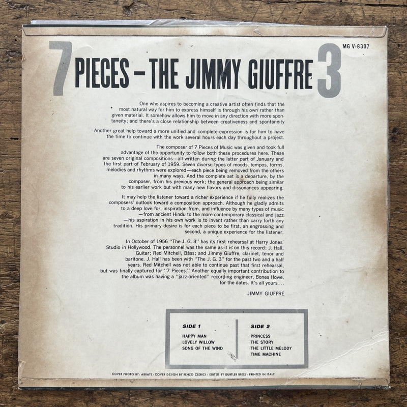LP Seven Pieces - The Jimmy Giuffre Trio MGV 8307 Made In Italy Vinile Jazz