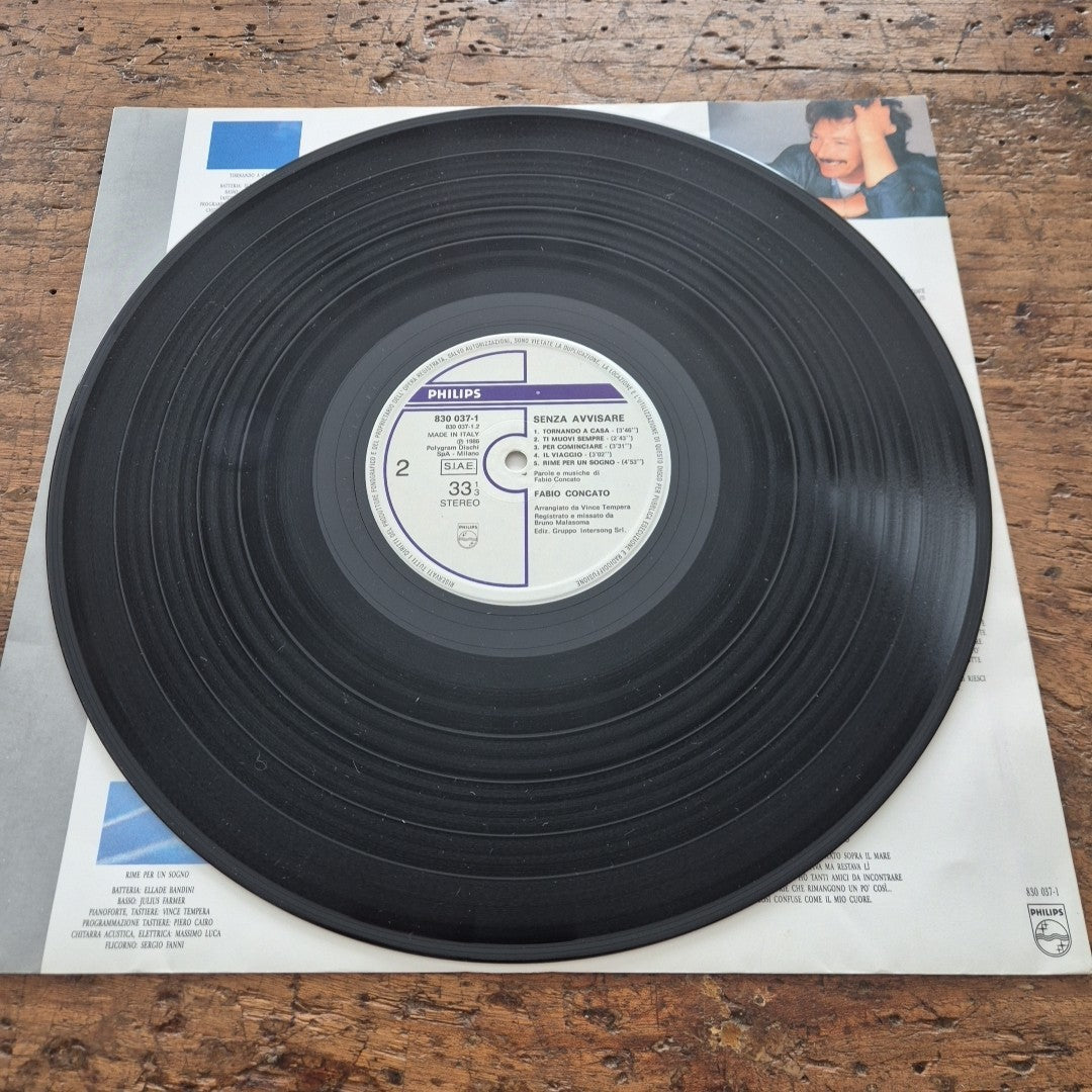 LP Fabio Concato - Senza Avvisare 830 037-1 Musica Italiana Vinile