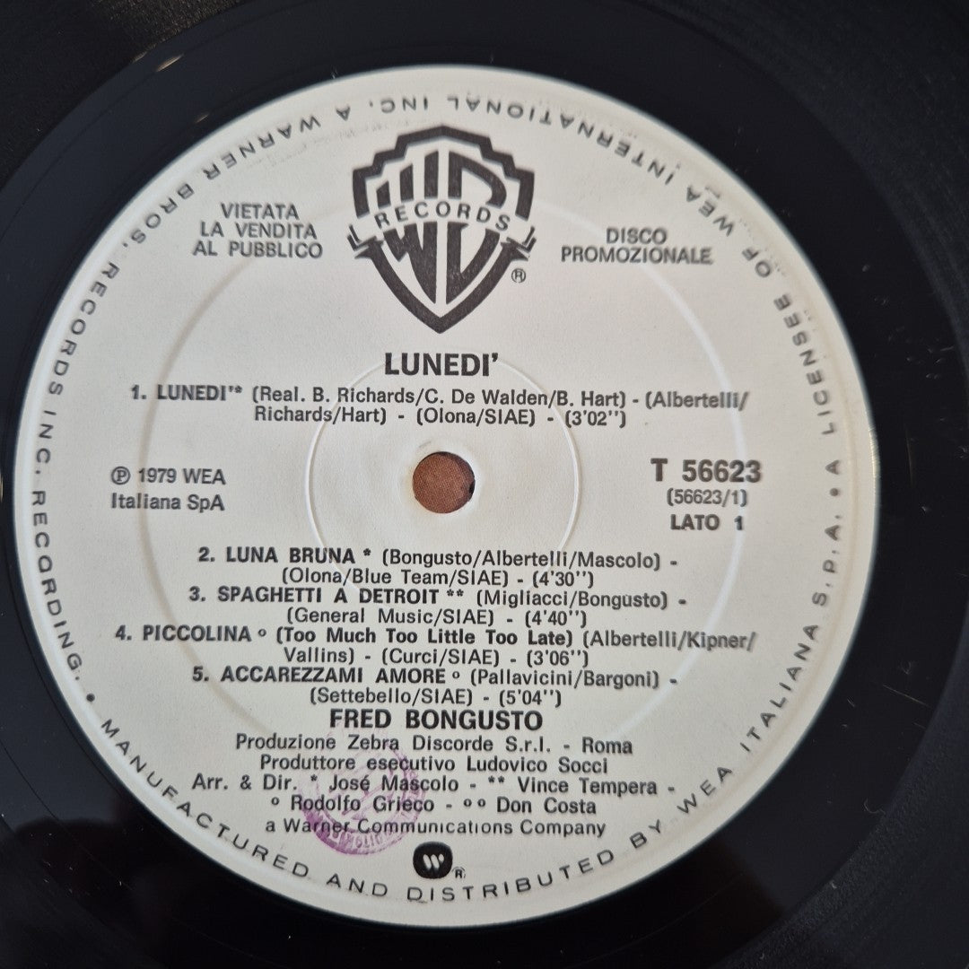 LP Fred Bongusto - Lunedì T 56623 Musica Italiana Vinile Chanson Warner