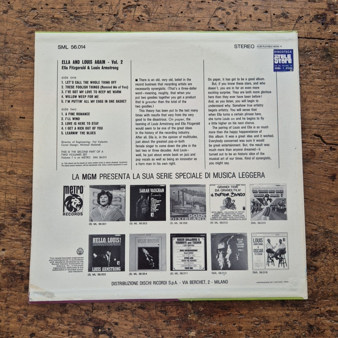 LP Ella And Louis Again Vol.2 SML 56.014 Musica Jazz Vinile 12