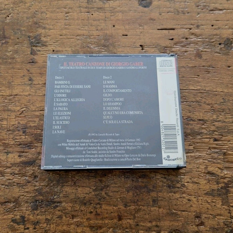 CD Giorgio Gaber - Il Teatro Canzone CDCGG 21012 1992 Musica Italiana