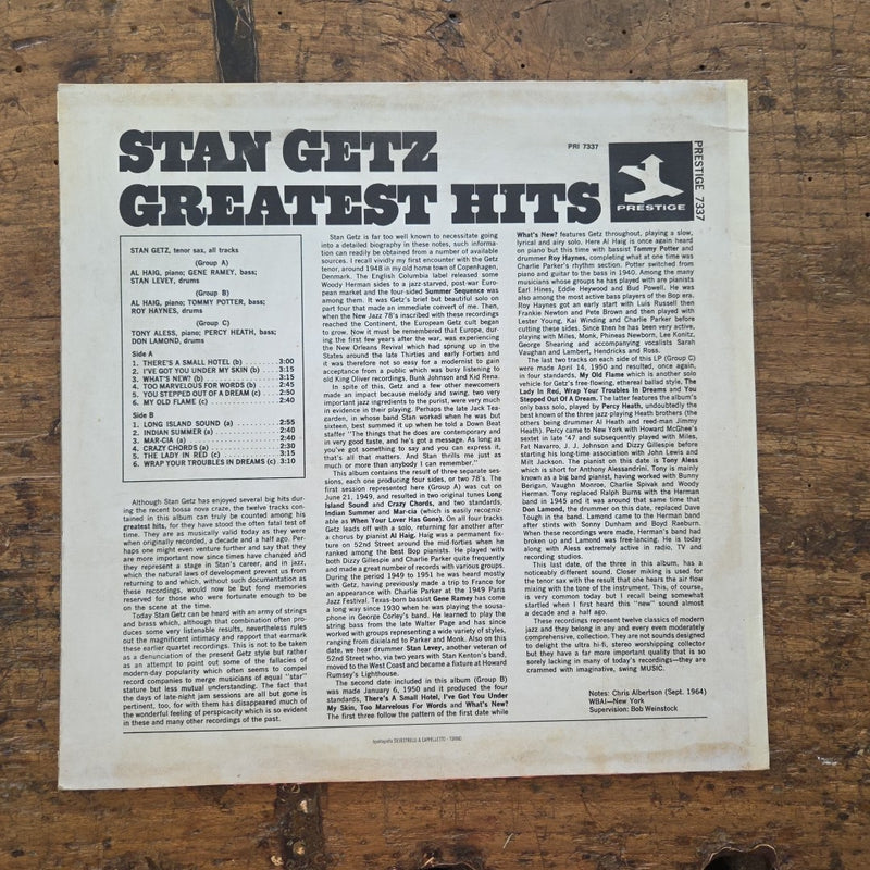 LP Stan Getz - Greatest Hits PRI 7337 1976 Jazz Vinile Made In Italy