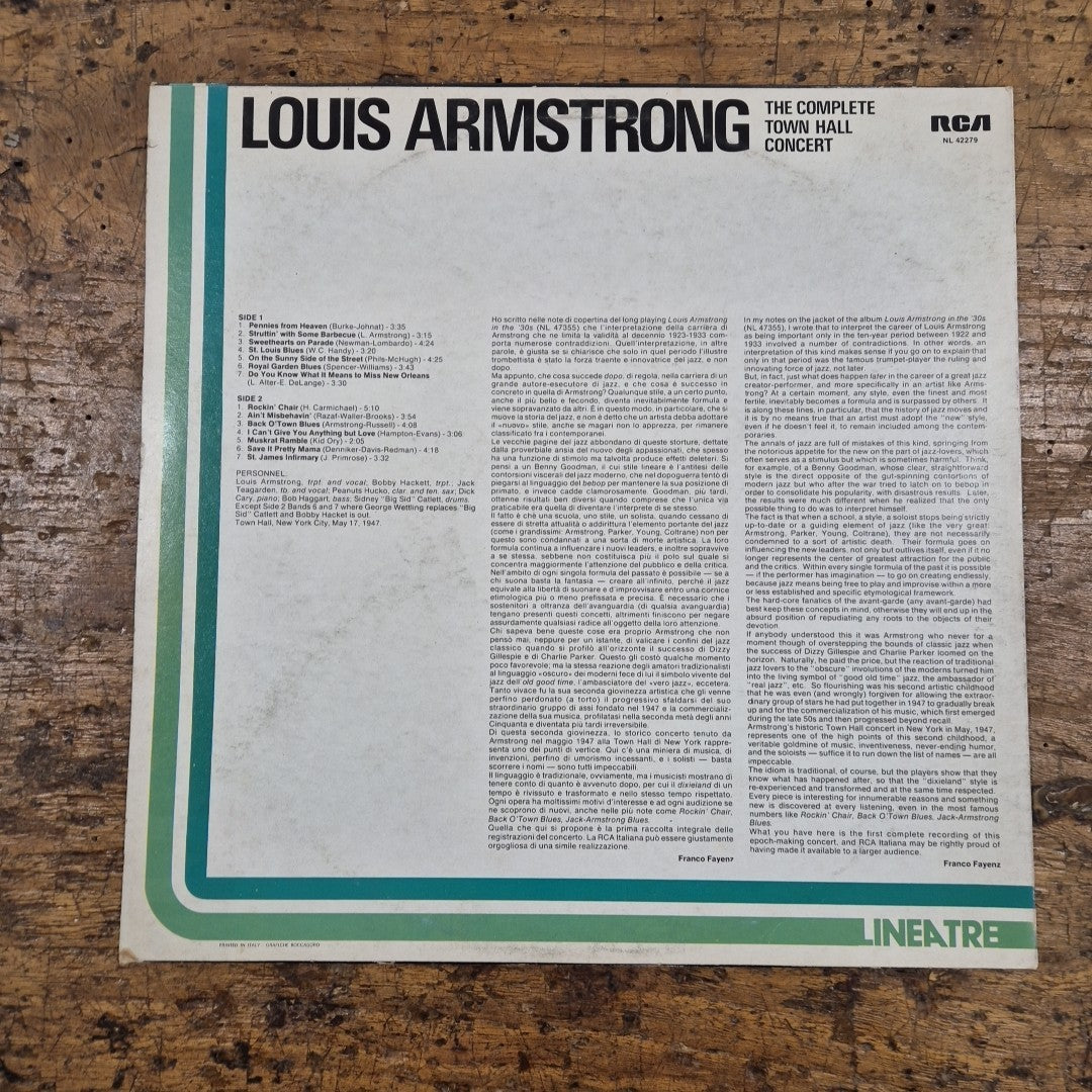 LP Louis Armstrong The Complete Town Hall Concert NL 42279 Musica Jazz Vinile
