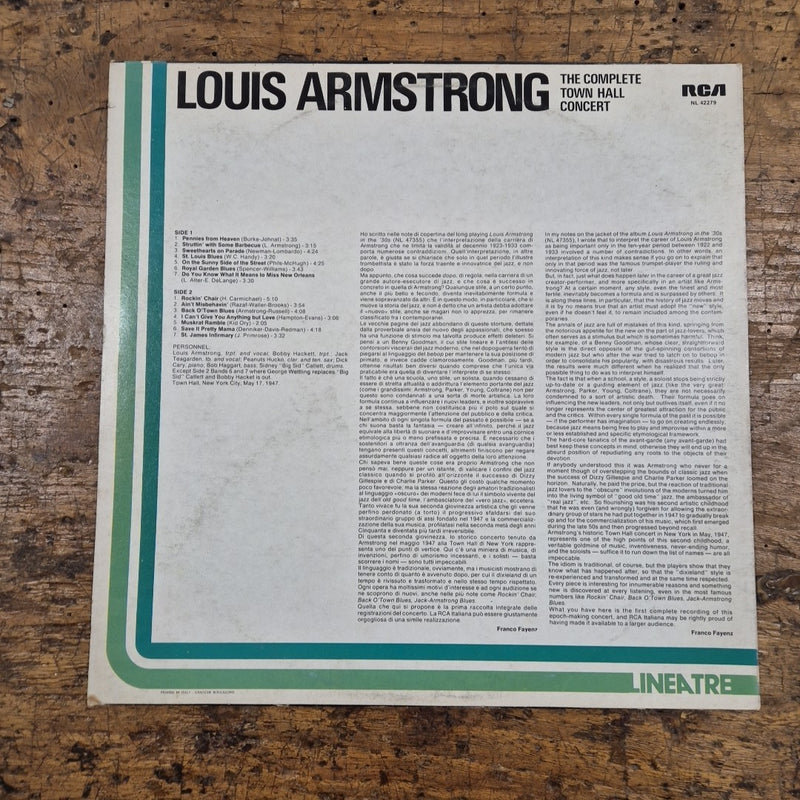 LP Louis Armstrong The Complete Town Hall Concert NL 42279 Musica Jazz Vinile