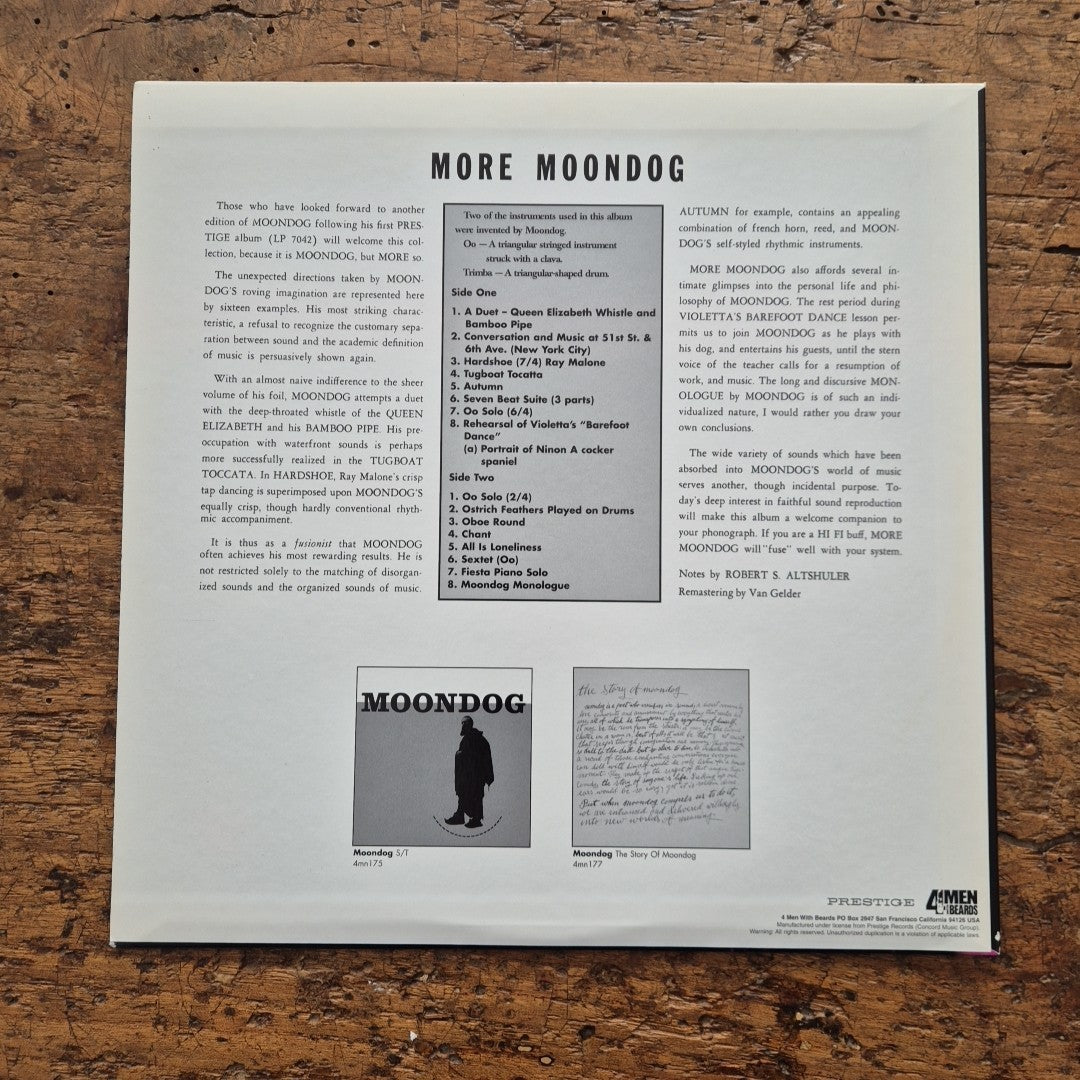 LP Moondog - More Moondog 4M176 Made In USA ristampa Musica Rock Vinile