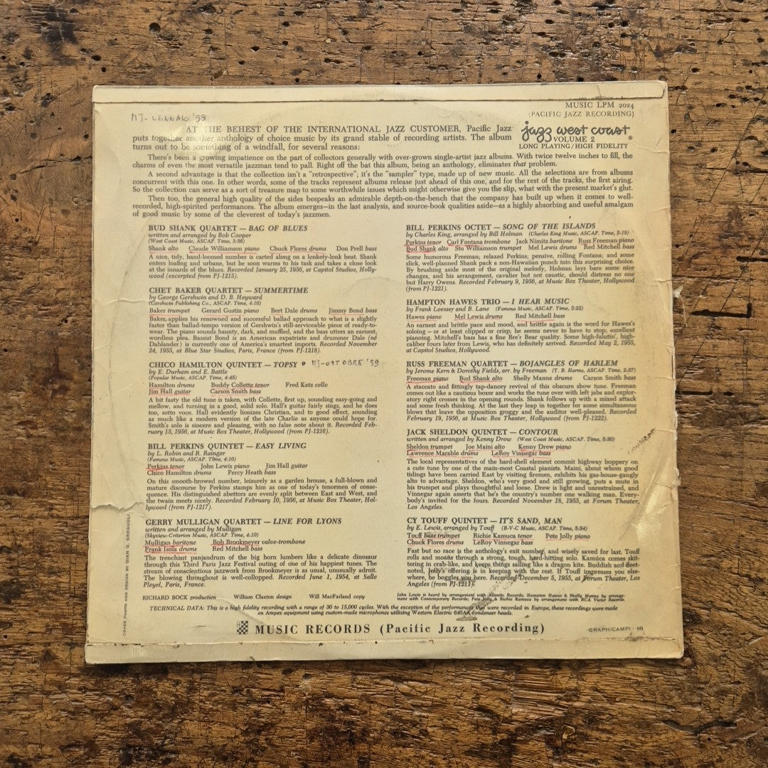 LP Jazz West Coast Vol.2 LPM 2024 Made In Italy Musica Jazz Vinile 12