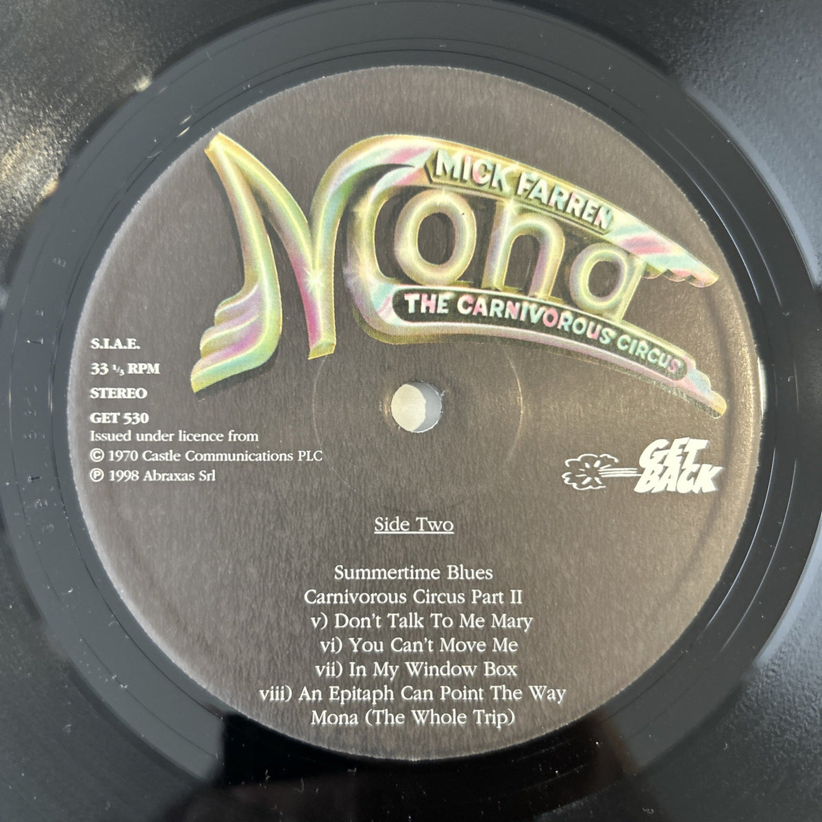 LP Mona - The Carnivorous Circus GET 530 Mick Farren Made In Italy Rock Vinile