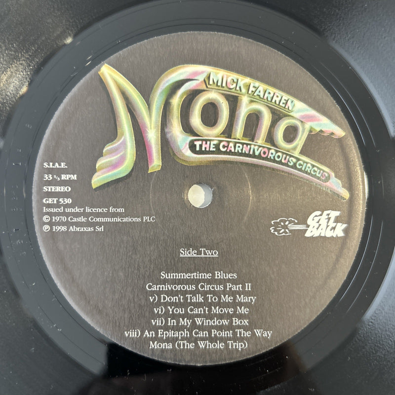 LP Mona - The Carnivorous Circus GET 530 Mick Farren Made In Italy Rock Vinile