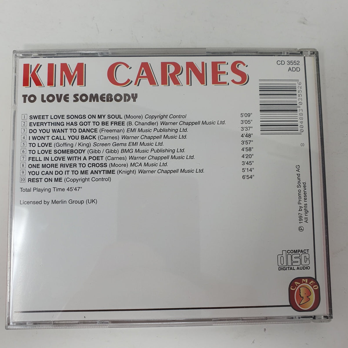 CD Kim Carnes – To Love Somebody Cameo  CD3552