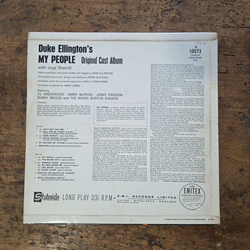 LP Duke Ellington - My People With Joya Sherill SL 10073 Jazz Vinile Made In UK