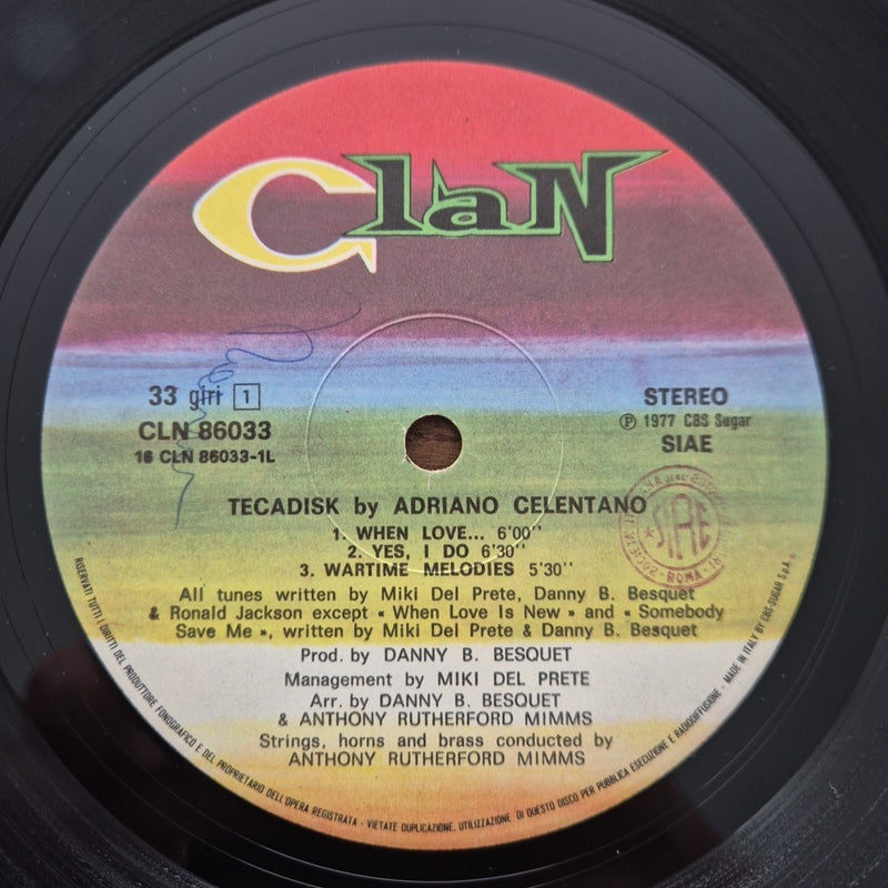 LP Adriano Celentano - Tecadisk CLN 86033 Musica Italiana Vinile Vocal Pop