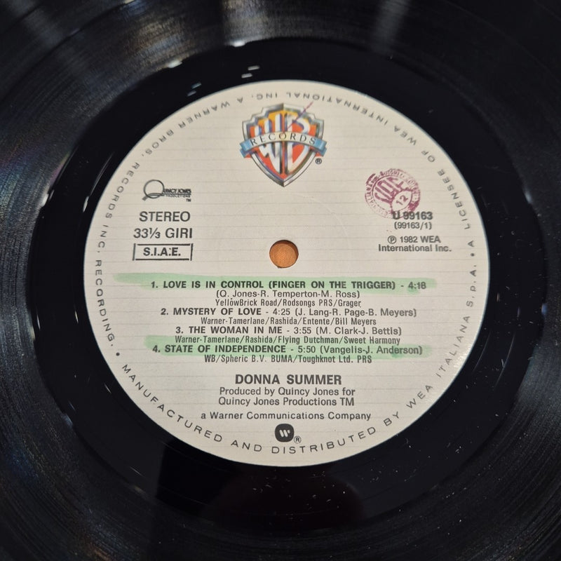 LP Donna Summer - Love Is In Control U 99163 Italy 1979 Pop Disco Soul Vinile