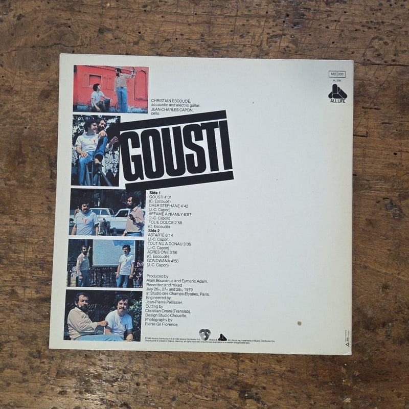 LP Christian Escoudè & Jean-Charles Capon - Gousti AL 006 Jazz Vinile 1980