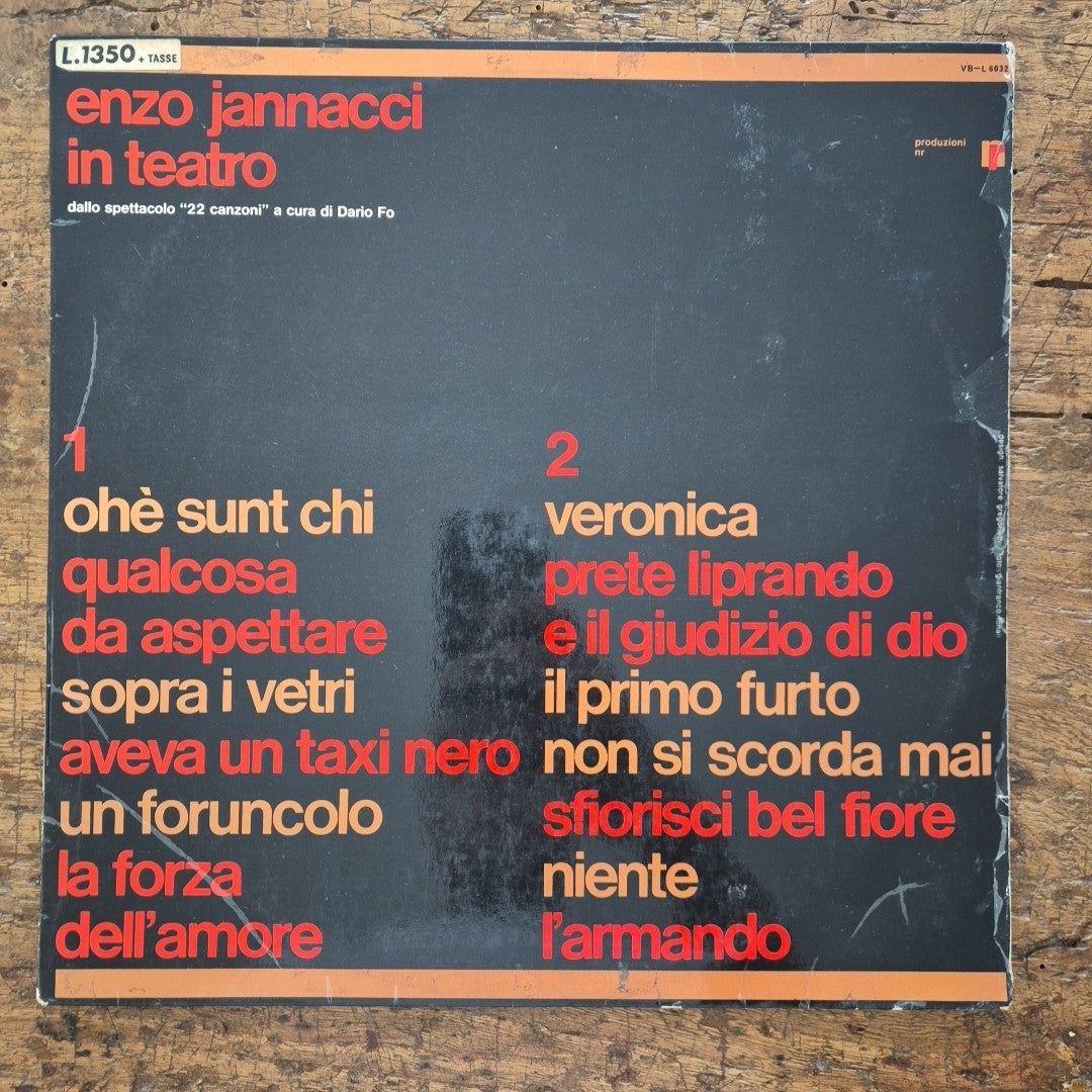 LP Enzo Jannacci - In Teatro SM 3063  Musica Italiana Vinile Italy Dario Fo
