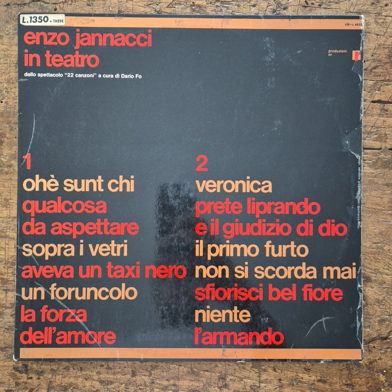 LP Enzo Jannacci - In Teatro SM 3063  Musica Italiana Vinile Italy Dario Fo
