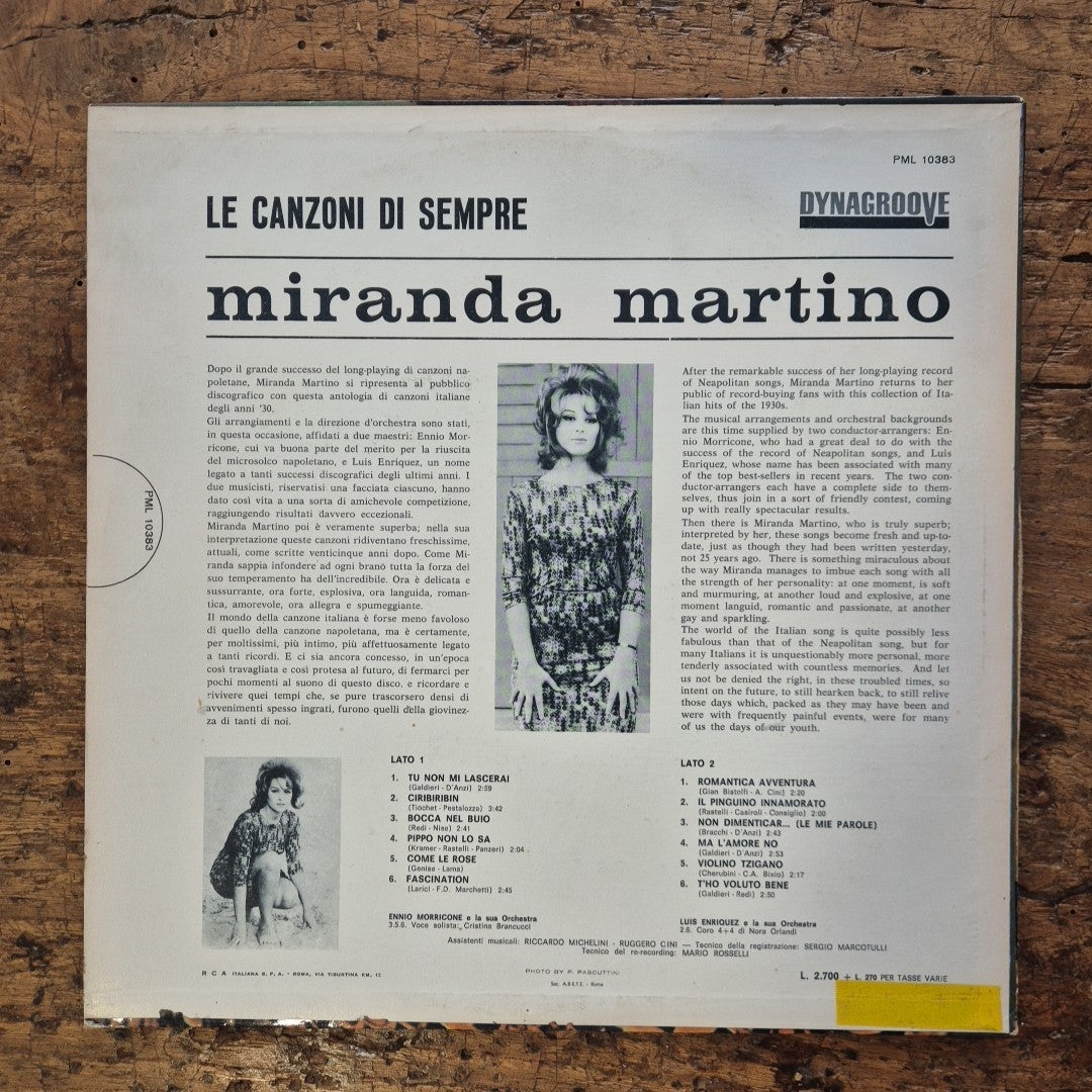 LP Miranda Martino Le Canzoni Di Sempre PSL 10383 Musica Italiana Vinile Italy