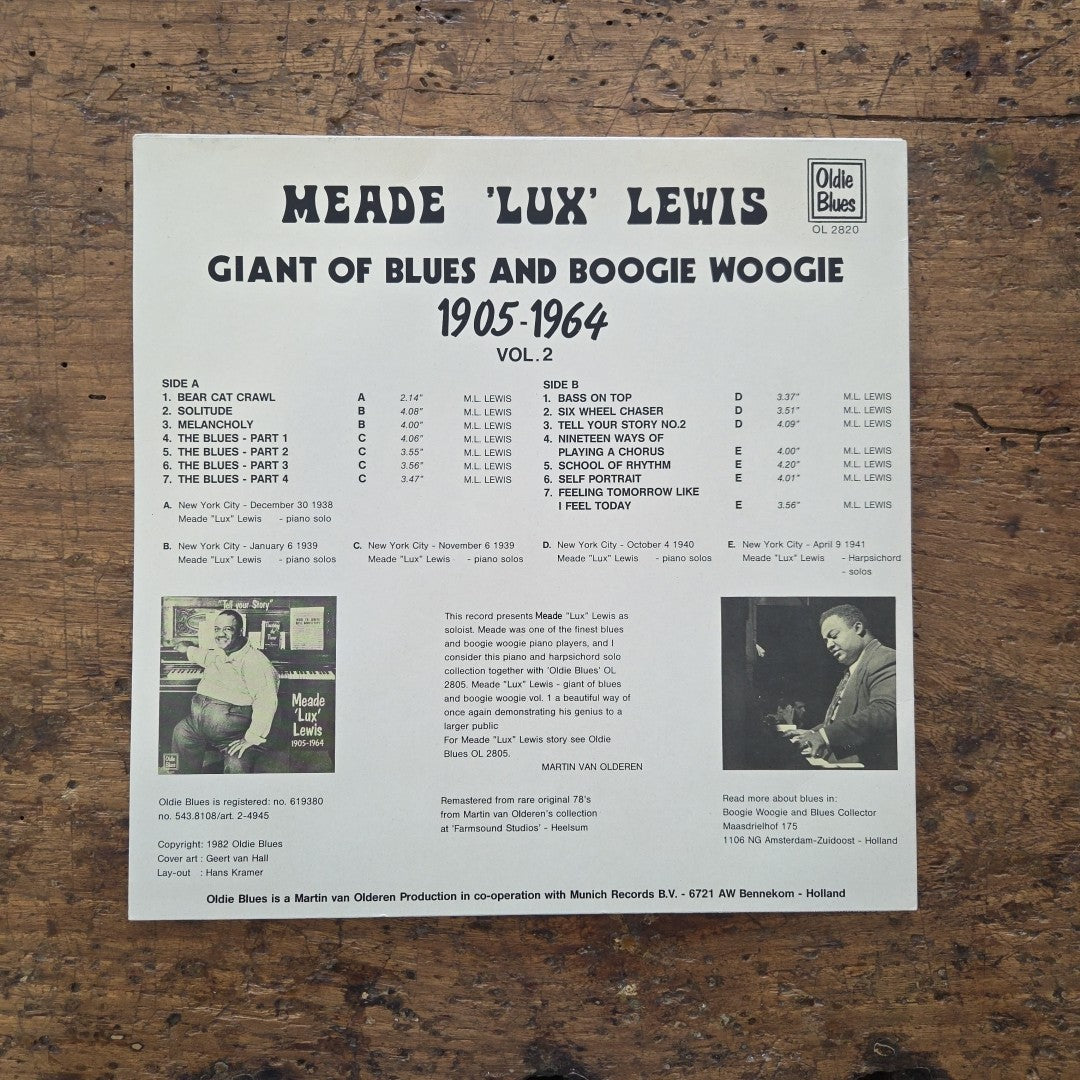 LP Meade Lux Lewis - Giants Of Blues And Boogie Woogie OL 2820 Jazz Vinile 1979