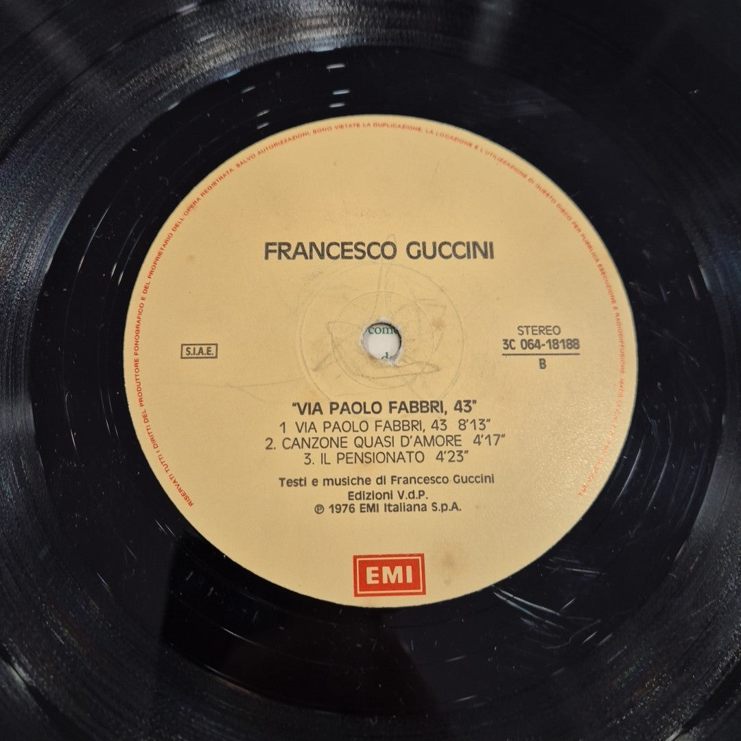 LP Francesco Guccini - Via Paolo Fabbri 43 3C 064-188 Musica Pop Italiana Vinile