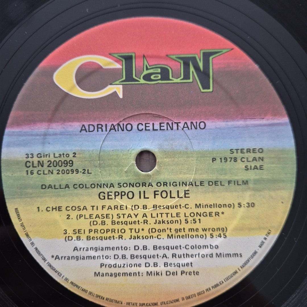 LP Adriano Celentano - Geppo Il Folle CLN 20099 Musica Italiana Vinile Vocal Pop