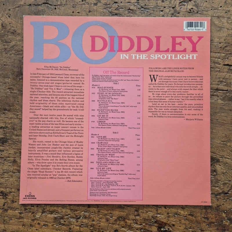 LP Bo Diddley In The Spotlight CH-9264 Made In USA 1987 Musica Rock Vinile