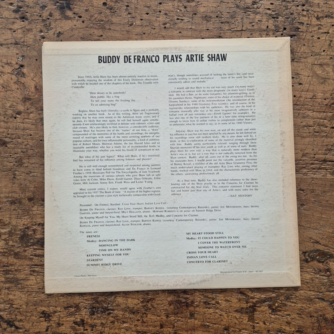 LP Buddy De Franco Plays Artie Shaw MV 2638 Made In Japan Musica Jazz Vinile 12