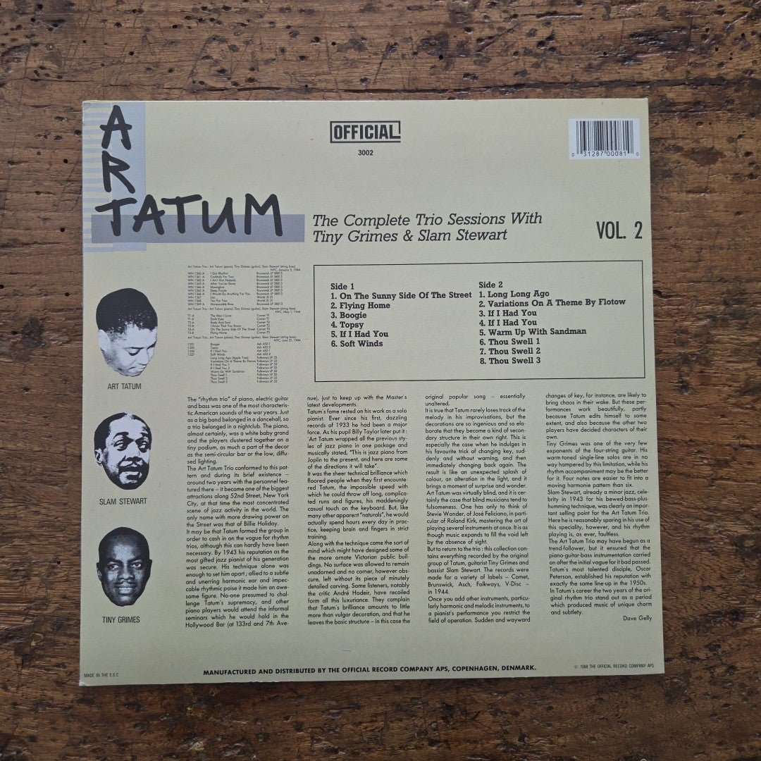 LP Art Tatum- The Complete Trio Sessions Vol. 2 3002 Jazz  Vinile 1988