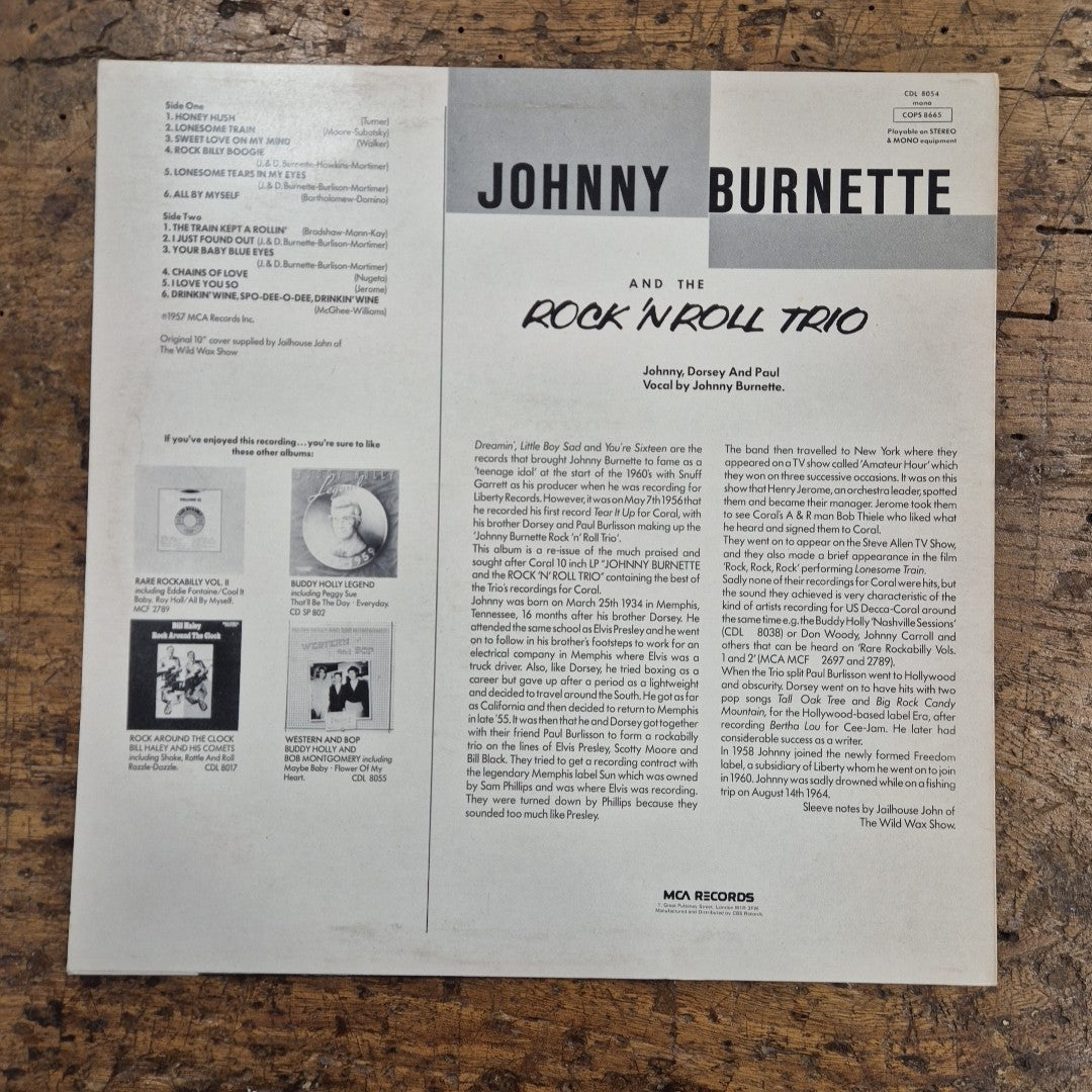 LP Johnny Burnette - Rock 'N' Roll Trio CDL 8054 Made In UK Vinile Musica Rock
