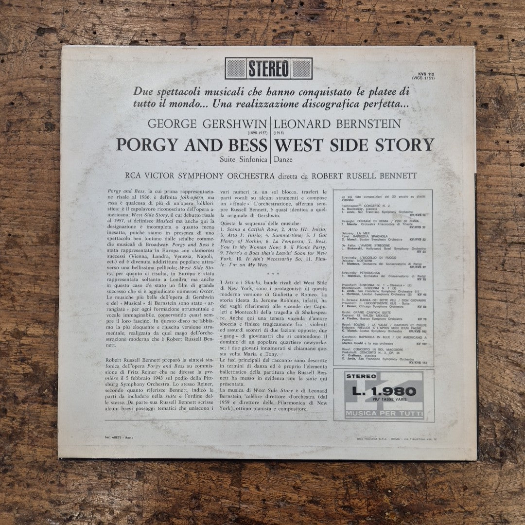 LP Porgy And Bess - West Side Story KVS 112 musica JAZZ Vinile 12