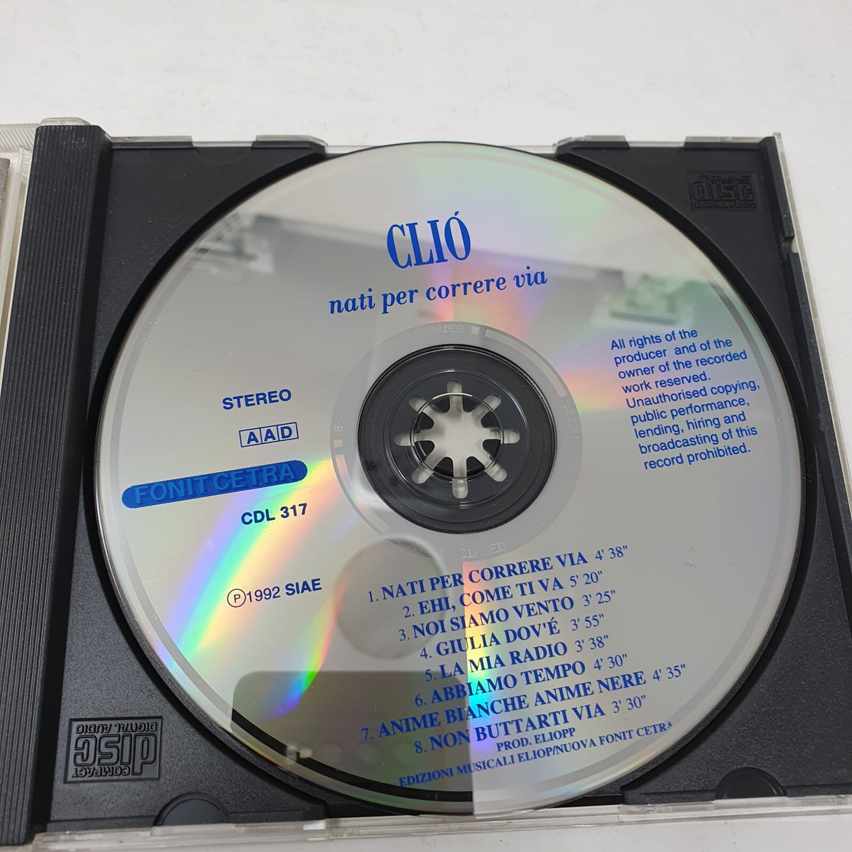 CD ITALIANA Clió – Nati Per Correre ViaFonit Cetra – CDL 317