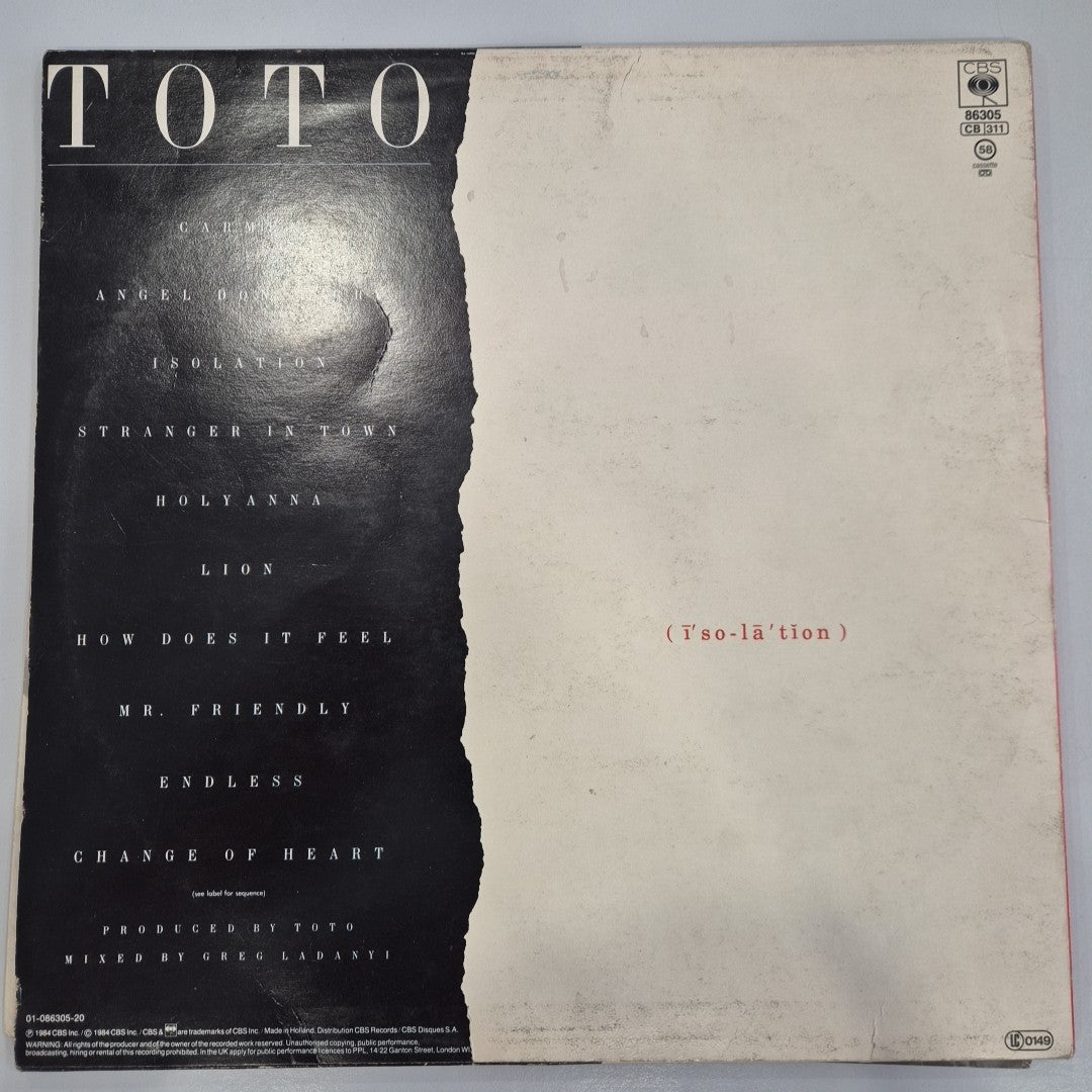 LP Toto - Isolation CBS 86305 Made In Holland 1984 Carmen Lion Vinile Pop 12