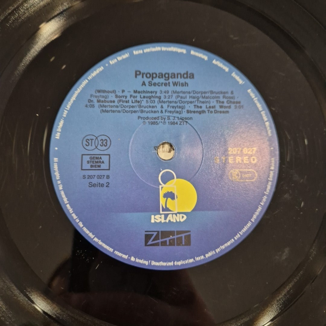 LP Propaganda - A Secret Wish 207 027  Made In Germany Musica Synth-pop Vinile