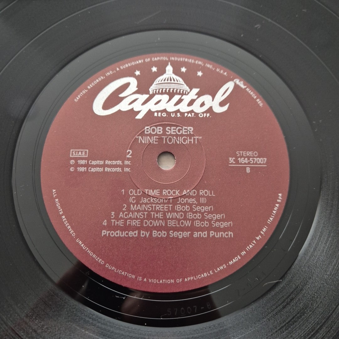 LP Bob Seger And The Silver Bullet Band Nine Tonight 3C 164-57007 Rock Vinile