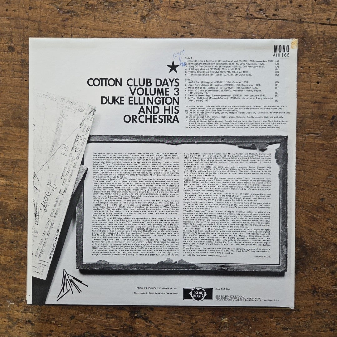 LP Duke Ellington - Cotton Club Days Vol.3 AHI 166  Jazz Vinile