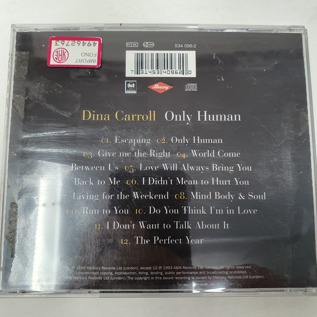 CD Dina Carroll – Only Human Mercury – 534 096-2