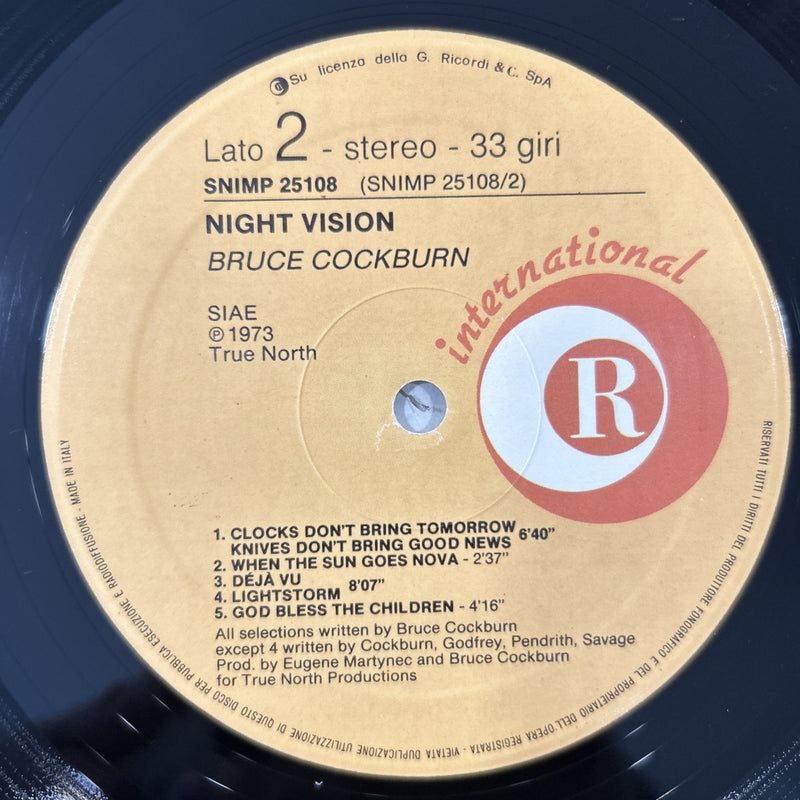 LP Bruce Cockburn - Night Vision SNIMP 25108 Italy 1973 Rock Folk Vinile