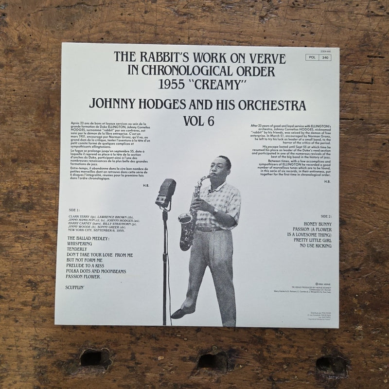 LP Johnny Hodges - Johnny Hodges Vol.6 1955 2304 446 Jazz Vinile  Grey