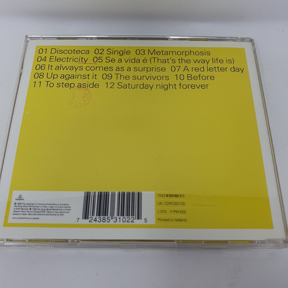 CD Pet Shop Boys – Bilingual Parlophone – CDPCSD170 Europe 1996